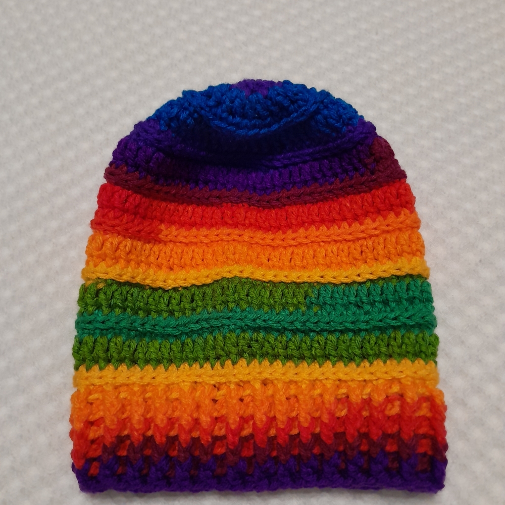 Vibrant Rainbow Knit Beanie